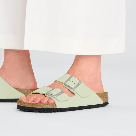 Birkenstock Arizona Faded Lime Sandal Closeup