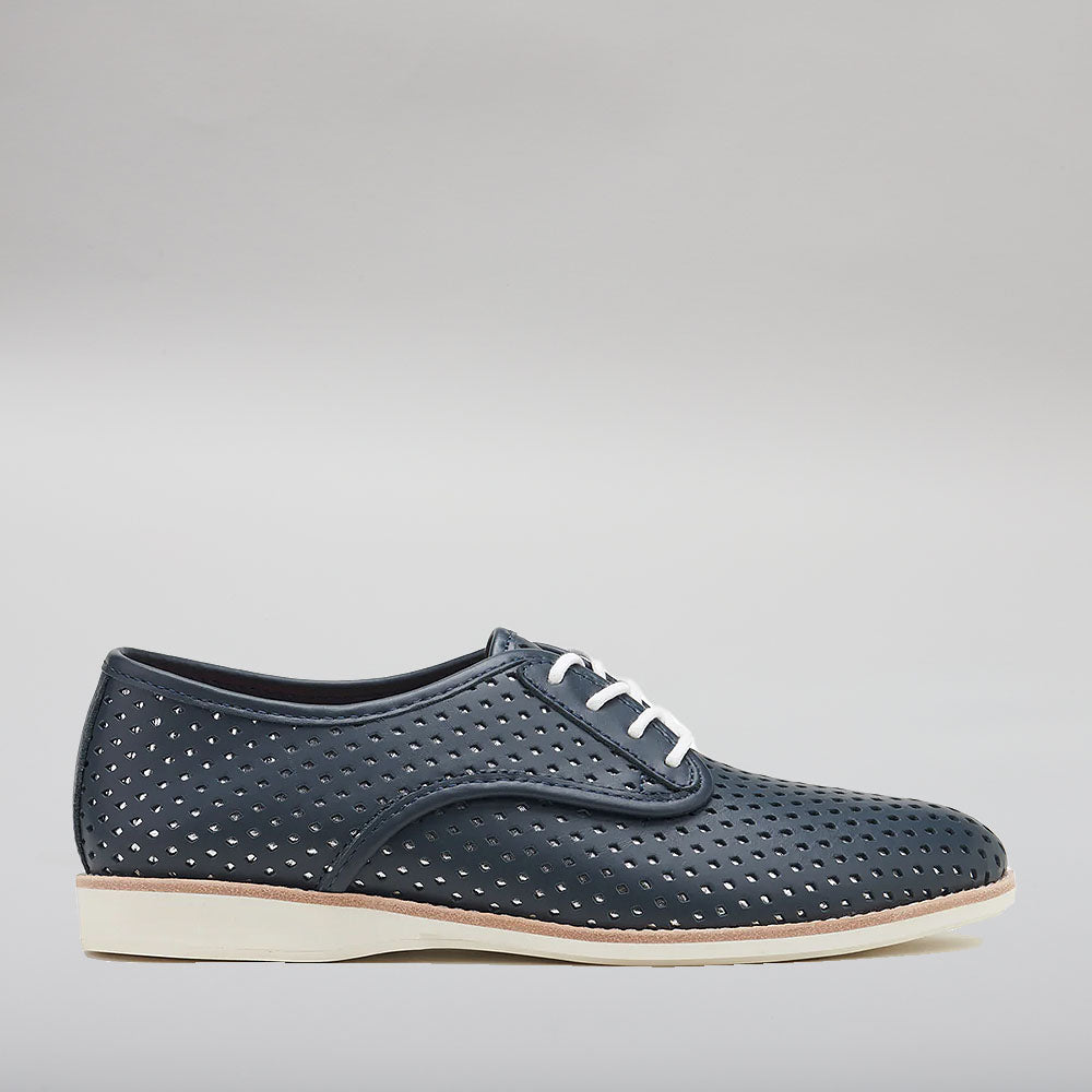 ROLLIE NATION - DERBY PUNCH OVERLAY - NAVY-SILVER – Zagarra Shoes